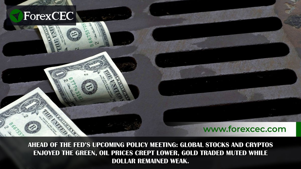ForexCEC's tweet photo. Fed’s upcoming policy meeting caused:
- Global stocks and cryptos to close sharply higher.
- Oil prices to dip. 
- Gold prices to move little.
- Dollar to be subdued.

👉Read more
https://t.co/mlkJrB34g0

➡️Trade now at #𝑭𝒐𝒓𝒆𝒙𝑪𝑬𝑪
https://t.co/7PIXUdVTKj

#marketnews https://t.co/rWzj1gAqZ3