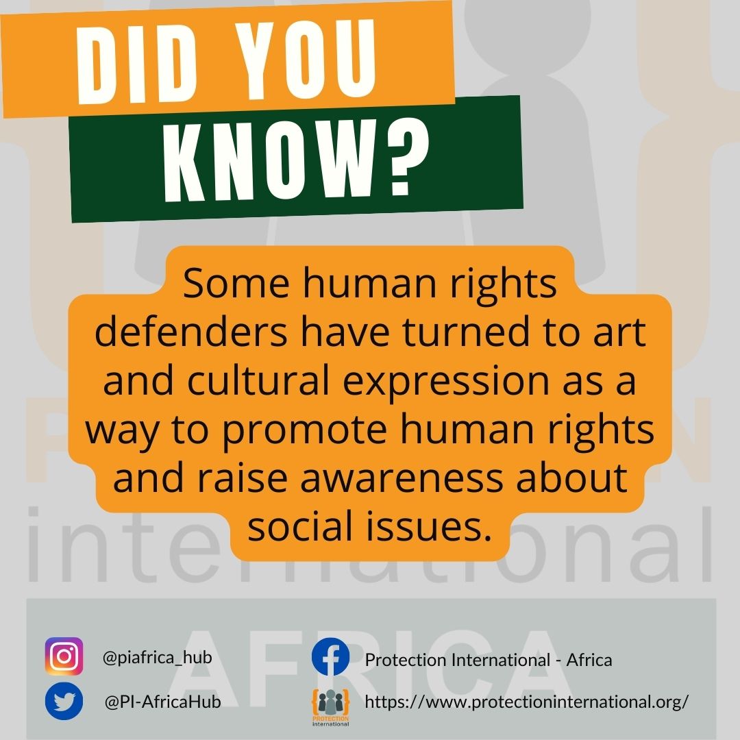 #DidYouKnow 
🟠Some human rights defenders have turned to #art and cultural expression as a way to promote #HumanRights and raise #Awareness about social issues.
#advocacy #StayWithDefenders #HRDs
