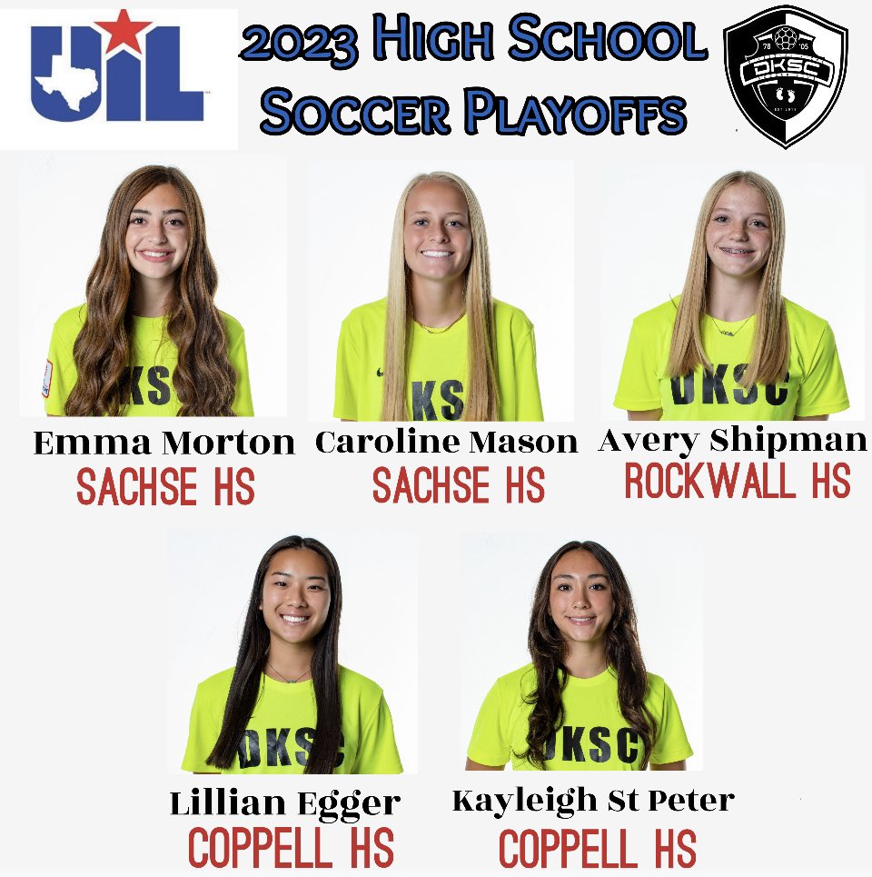 DKCS-05G-WEIR-FDL (@dksc05gweirfdl) on Twitter photo Congratulations & Good Luck 🍀 to our @dksc05gweirfdl players headed to <a href="/uiltexas/">Texas UIL</a> High School Soccer Playoffs‼️ Go get’em‼️💪⚽️ <a href="/DKSC_official/">D'Feeters Kicks Soccer Club</a> @NTSSA <a href="/LJacketsSoccer/">RHS Lady Jackets Soccer</a> <a href="/ghs_onemustang/">GHS Lady Mustangs Soccer</a> <a href="/Hawksgirlsoccer/">Hebron Women’s Soccer</a> <a href="/SACHSESOCCER/">Sachse Girls Soccer</a> <a href="/CHHS_LPSoccer/">Colleyville Heritage High School |🐾</a> <a href="/wakelandgsoc/">Wakeland Girls Soccer</a> <a href="/RCTXGirlsSoccer/">Royse City Girls Soccer</a> <a href="/CoppellCowgirls/">CoppellCowgirlSoccer</a> Congratulations & Good Luck 🍀 to our @dksc05gweirfdl players headed to <a href="/uiltexas/">Texas UIL</a> High School Soccer Playoffs‼️ Go get’em‼️💪⚽️ <a href="/DKSC_official/">D'Feeters Kicks Soccer Club</a> @NTSSA <a href="/LJacketsSoccer/">RHS Lady Jackets Soccer</a> <a href="/ghs_onemustang/">GHS Lady Mustangs Soccer</a> <a href="/Hawksgirlsoccer/">Hebron Women’s Soccer</a> <a href="/SACHSESOCCER/">Sachse Girls Soccer</a> <a href="/CHHS_LPSoccer/">Colleyville Heritage High School |🐾</a> <a href="/wakelandgsoc/">Wakeland Girls Soccer</a> <a href="/RCTXGirlsSoccer/">Royse City Girls Soccer</a> <a href="/CoppellCowgirls/">CoppellCowgirlSoccer</a>