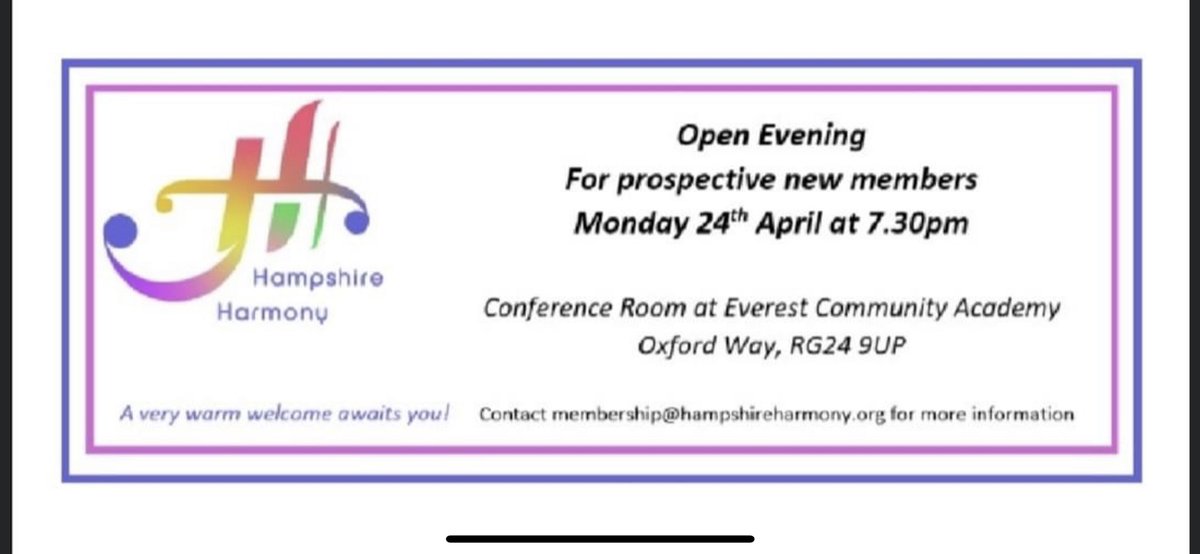 choir_ladies's tweet photo. #Hampshire, #Harmony #invite you to join us on Monday 24th April at 7.30 pm at #ECAbasingstoke The upper voice #choir with a new #MD, #ClareOliver based in #Basingstoke. https://t.co/TWzOfW0w38