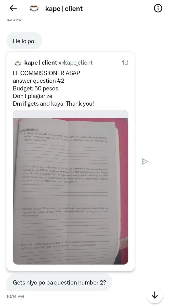 commsbymarin's tweet photo. Client: New 

➣ Task: Worksheet question 
     ⤿ Price: 50 (rush)

✄ ─────────────

⎙: #MarinTransparency 
➲ Date of Transaction: [ 03/21/23 ] https://t.co/n5WfFV7f9S
