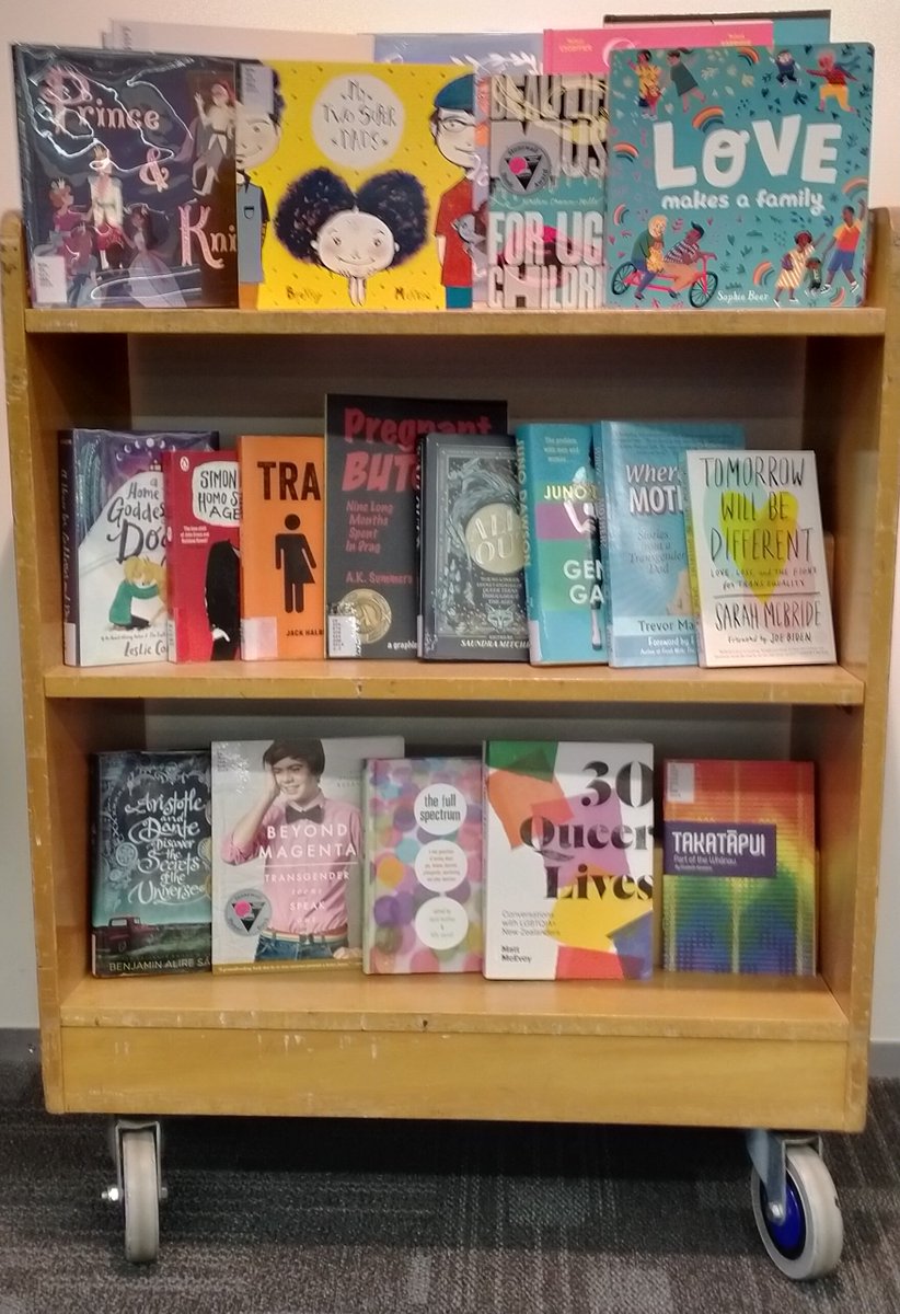 OtagoLibrary's tweet photo. March is Pride month in Dunedin and we have displays up at Central and Robertson libraries. https://t.co/abZSAqP9Bx Books on display can be borrowed. 
#dunedinpride #dunedinpridemonth #pride #gay #bi #lesbian #takatāpui #queer #trans #intersex #dunedin #dunedinnz #ōtepoti https://t.co/a2R9sejVxz