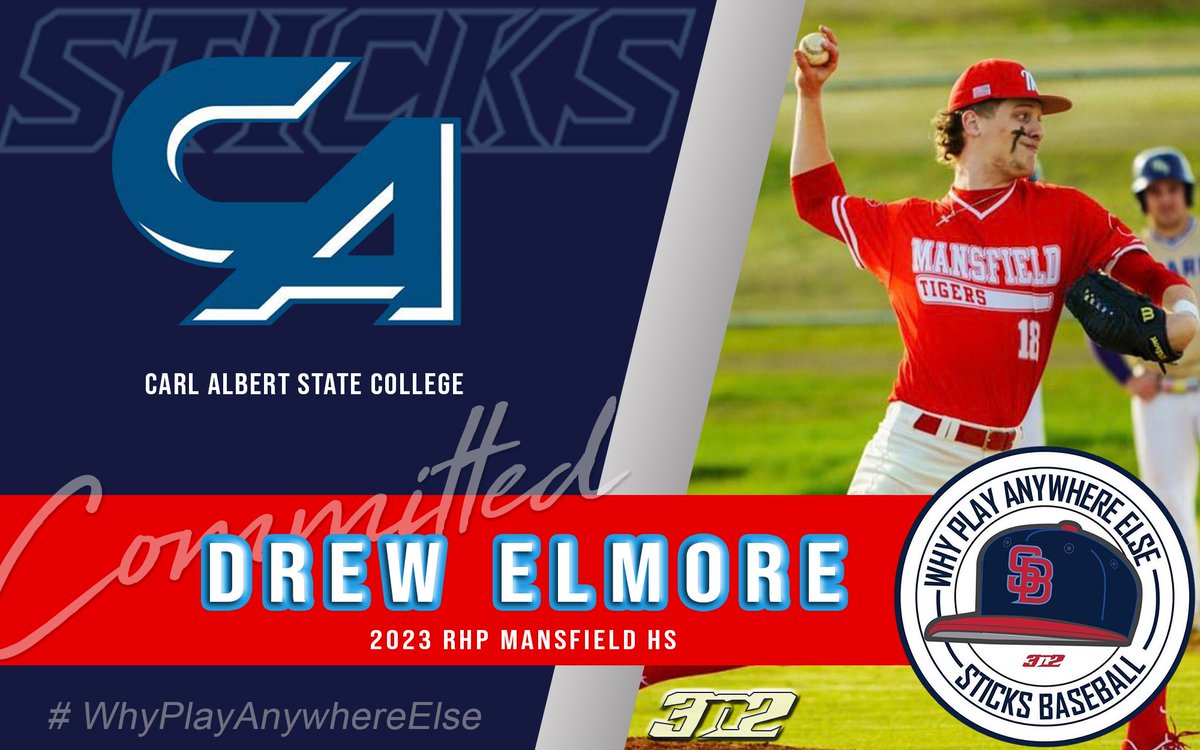Congratulations to Sticks 2023 RHP <a href="/DrewDrewelmore3/">Drew Elmore</a> from Mansfield HS on committing to <a href="/CASCBaseball/">Carl Albert State College Baseball</a> Drew player a huge part on Sticks 17U Moyer last summer. We are very excited for him #Sticks
