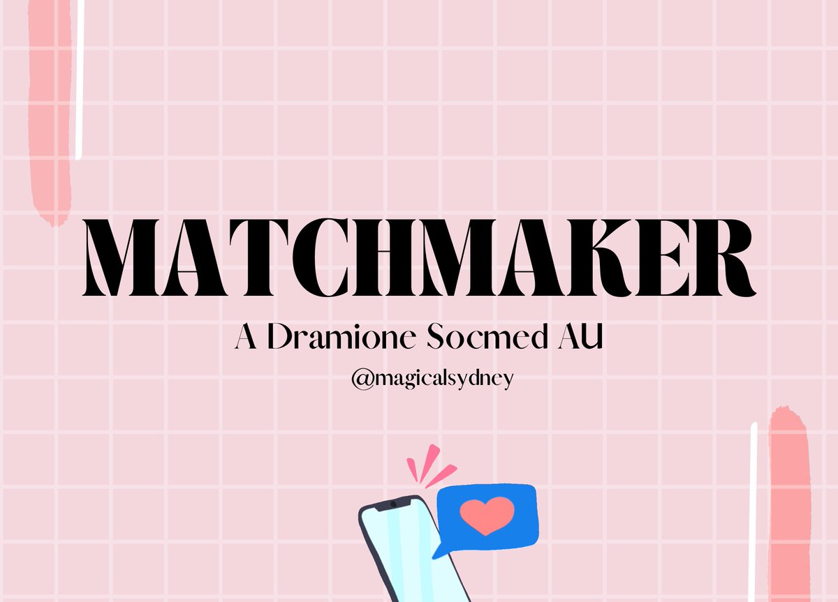 magicalsydney's tweet image. Matchmaker a Dramione Socmed and/or text fic 

• Single father Draco
•Baker Hermione 
•Wrong number
•Friends who probably (definitely) become matchmakers 
• A few side characters
•CW/TW to be tagged
•Tagged with #dhrmatchmaker if you’d like to follow along or mute