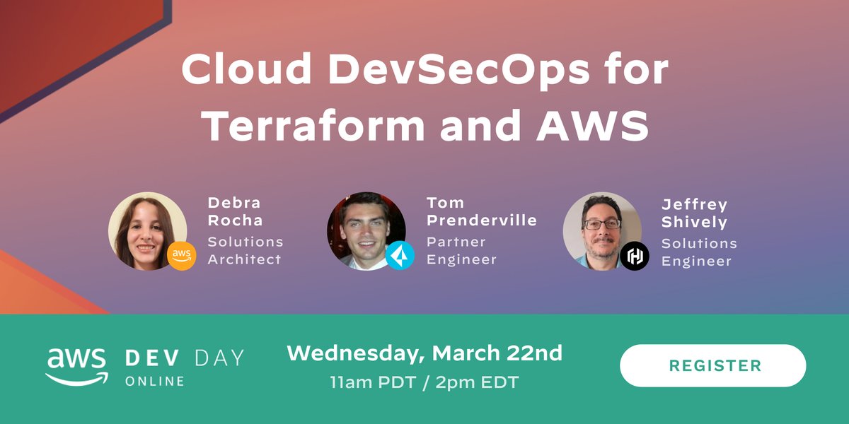 We're getting hands-on with #DevSecOps automation and #IaCsecurity in our workshop with @HashiCorp, #AWS, and @Prisma_Cloud tomorrow! 🤙 Last chance to RSVP: bridge.dev/3TAKsmP