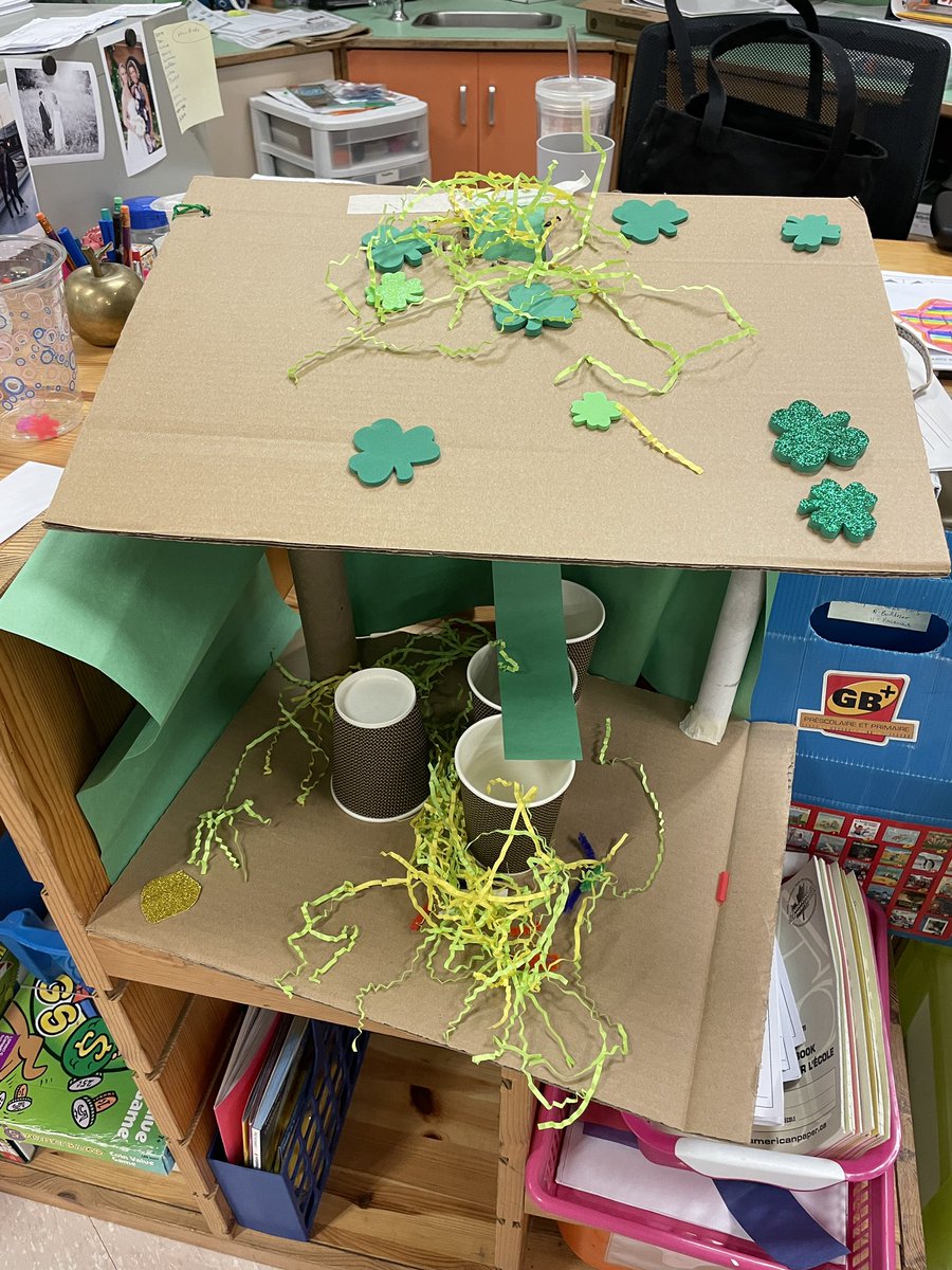 BonjourMmeG's tweet photo. A leprechaun 🍀 visited all of our playgrounds, friendly traps, and houses over the break! He left a big mess - and some gold coins too 😉 Students had a great time using their knowledge of simple machines and objects &amp; materials with this project 🛝 🚪 🗜️ @Panabaker_HWDSB https://t.co/X3N3mDZ4sI