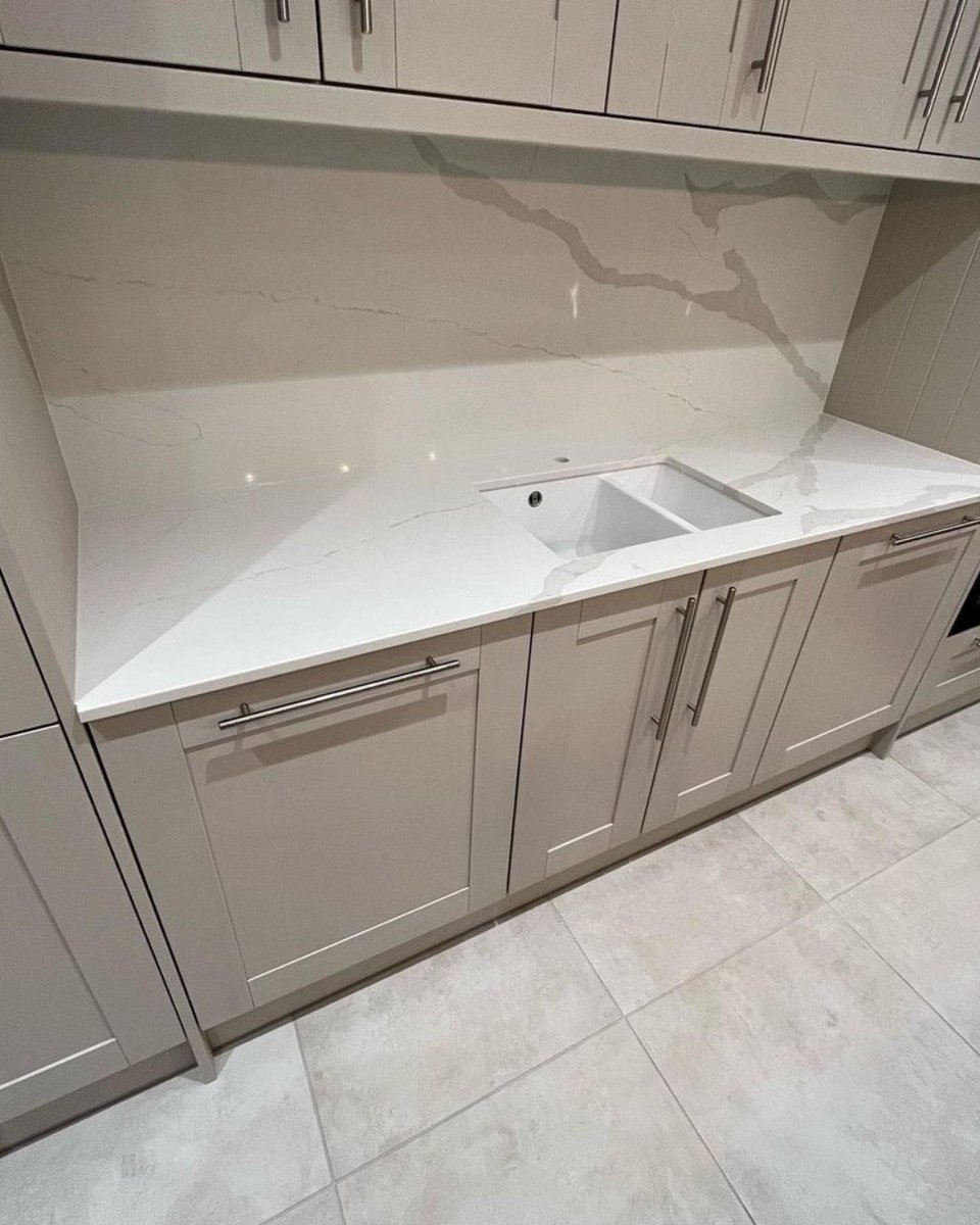 Loving the veins on the stunning Lumina Stone Calacatta Champagne quartz <a href="/SladeStone/">Slade</a> <a href="/LuminaStone/">Lumina Stone</a>