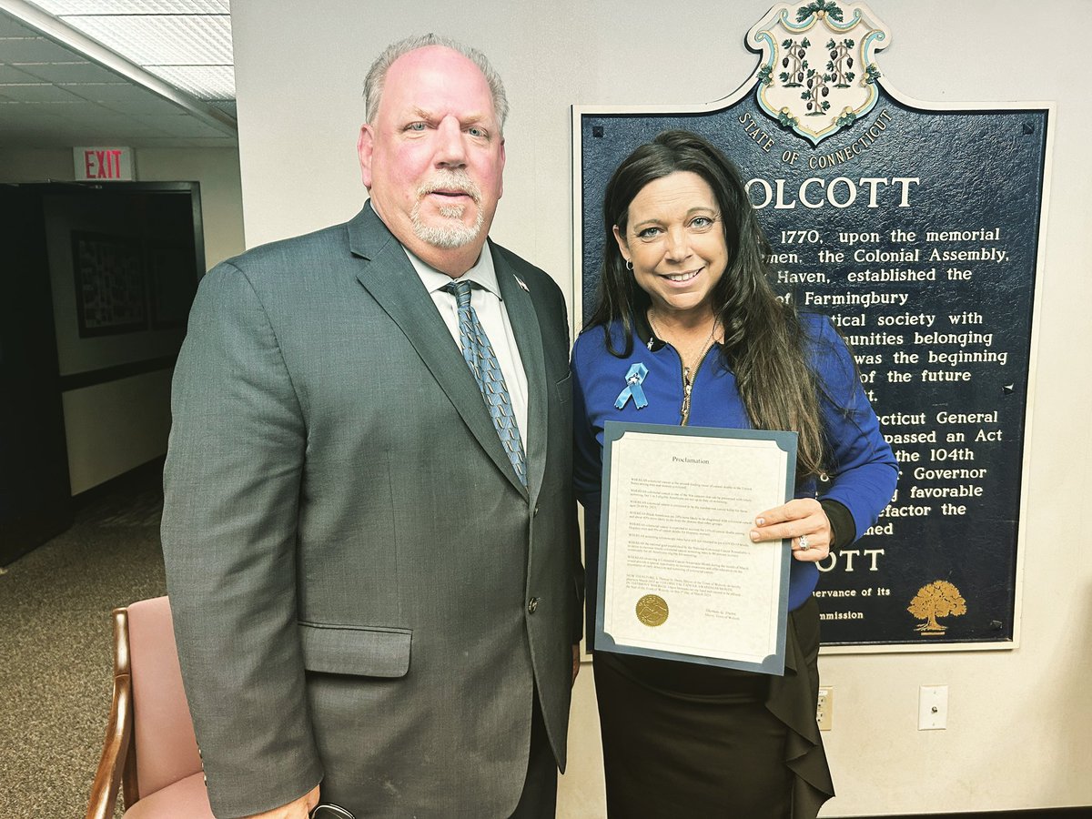 ctycka's tweet photo. Forever an advocate speaking about screening and early detection!! #wolcottct Declared MARCH colorectal cancer awareness month! #cancer #colorectalcancer #livesareatstake #relentless #advocacy #smalltown #ct #connecticut #relentless #doitlikemike @FightCRC https://t.co/Z4v2hlMgzB