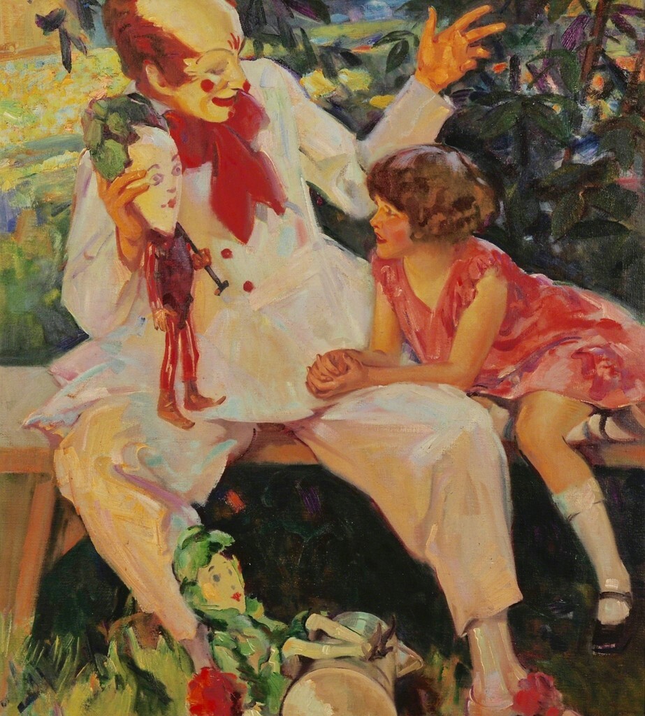 artistsundblom's tweet photo. Clown and the Girl, 1928 #sundblom #kitsch https://t.co/2AXtKg5YXE https://t.co/x6THqJPpQi