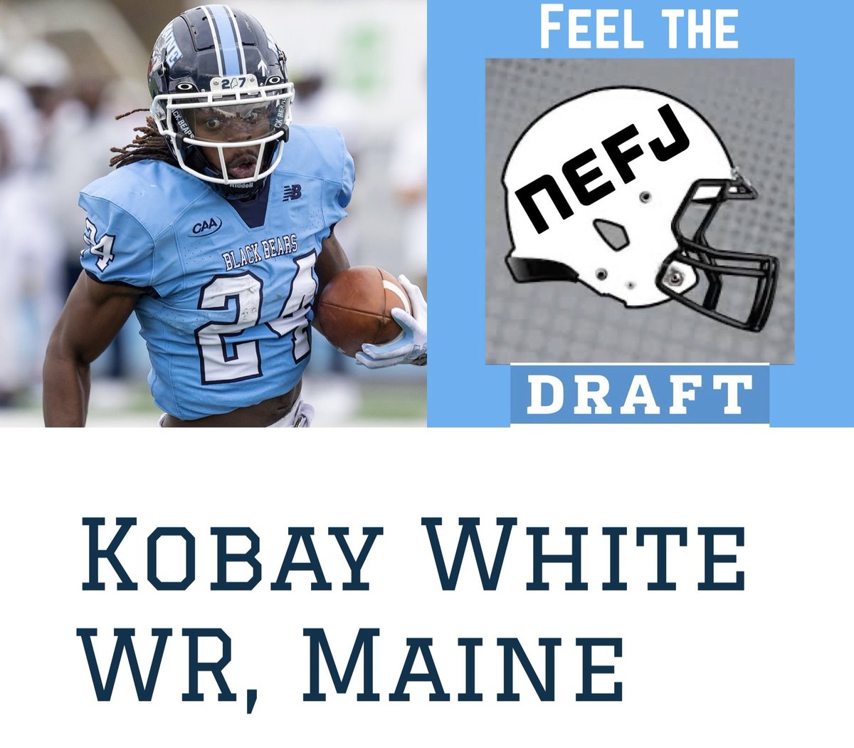 newftbj's tweet photo. Maine wide receiver @KobayWhite joins me tonight on #FeelTheDraft https://t.co/m4FhcXehkT