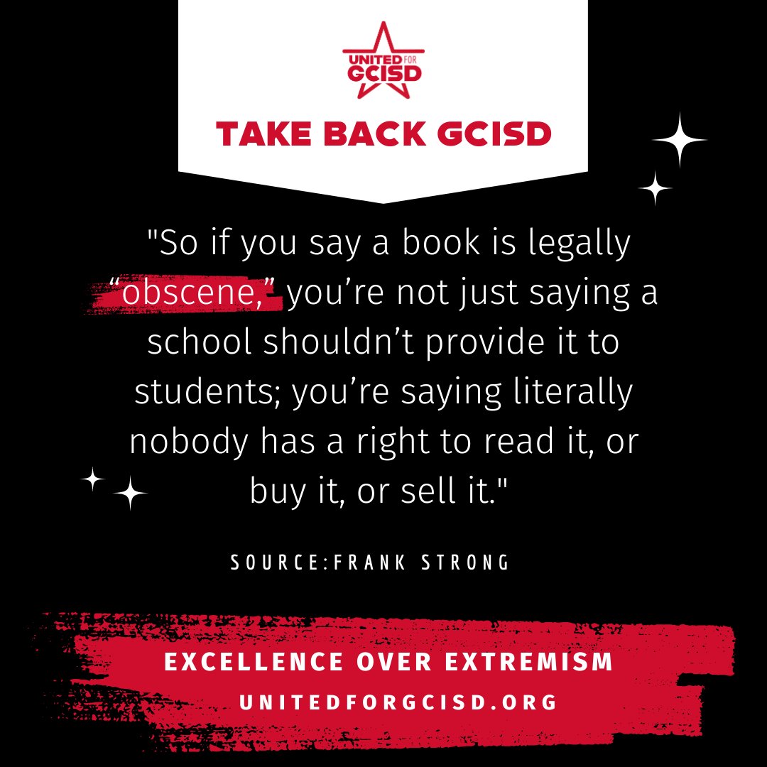 UnitedForGCISD's tweet photo. Think about it! πBooks cannot be available in bookstores AND obscene for school libraries at the same time. π€
@frankstrong Good summary of why book banners can't make their argument stick.
https://t.co/QADXHNFNqj
#UniteAgainstBookBans #TakeBackGCISD https://t.co/Yn40P5QUQs