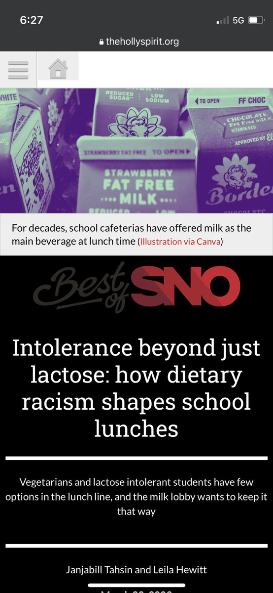 Hold up, wait a minute! We gotta shout out our lovely EIC Janji and our amazing staff writer Leila for winning the first <a href="/SNOSites/">SNO Sites</a> Best of SNO award for their piece about dietary racism! Way to go ladies! <a href="/PrincipalRVRHS/">Joe Martin</a> <a href="/MatozzoTracy/">Dr. Tracy Matozzo</a>