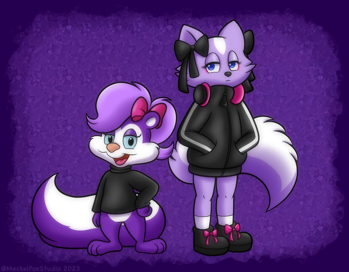 Purple skunks are ze best 🦨🦨 🇫🇷 🇯🇵 lol I know this is so totally random but I noticed that they’re both purple skunks. 💜💜💜

#aggretsuko #tinytoonslooniversity #shikabane #fifilafume #fanart #crossover #artistsontwitter