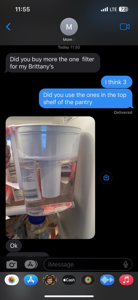 brookieeeeg's tweet photo. My brother sent me this conversation with my mom where she refers to her Brita as her Brittany https://t.co/Dx9OCv6WMy