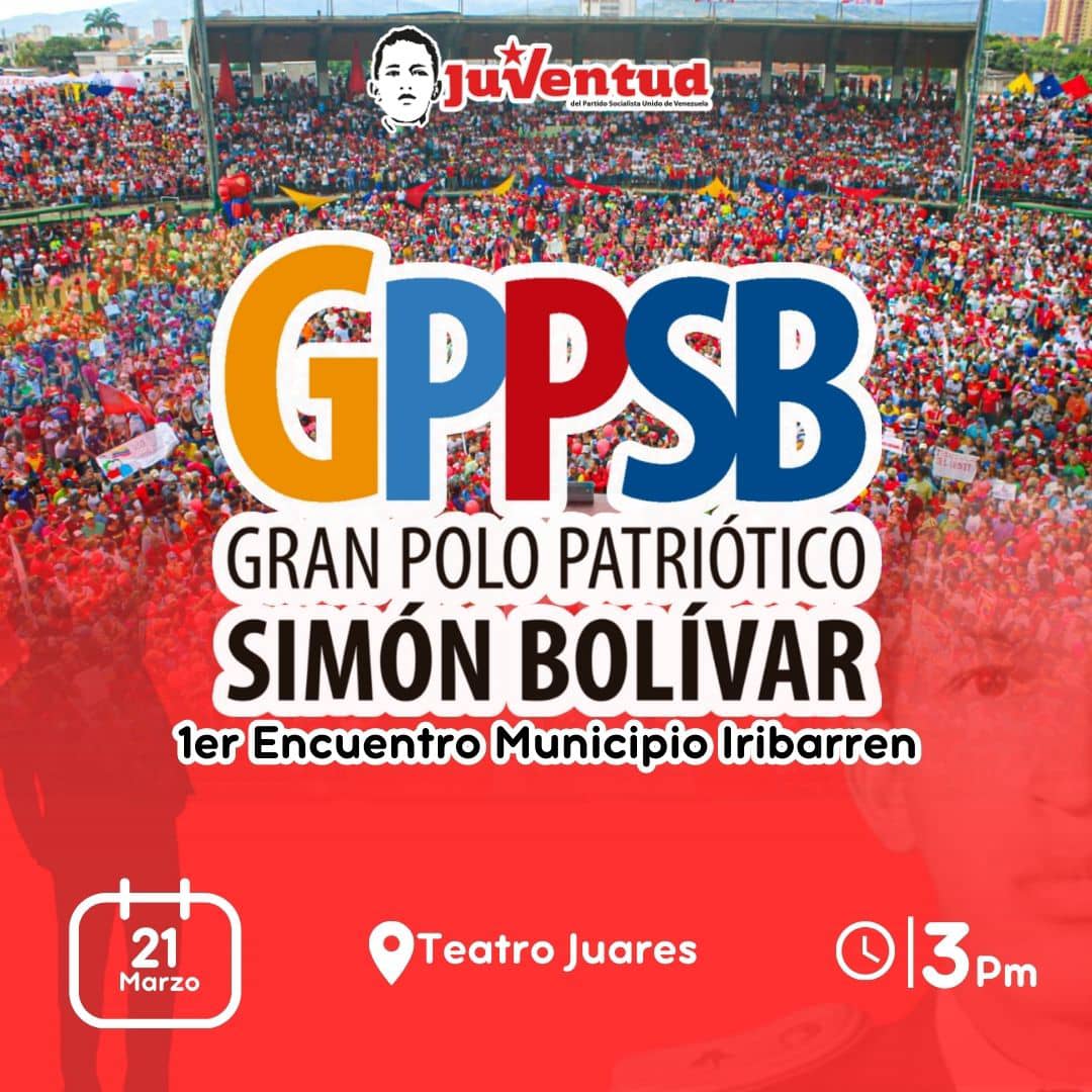 Hoy el 1er Encuentro de la Juventud del Gran Polo Patriótico Simón Bolívar en el Municipio Iribarren, del Estado Lara.

La <a href="/JuventudMRTVzla/">X Oficial Juv. Rebelde Tupamaro</a> del <a href="/MrtIribarren/">MRT Tupamaro Iribarren</a> dijo presente así como tambien acompaño la dirección del <a href="/MrtLara2/">Tupamaro Lara</a>, apostando a la unidad dentro de la diversidad 🔴⚫🤜🤛