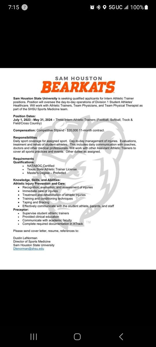 geekyathltrainr's tweet image. Sent from a friend in Texas off the Texas AT jobs Facebook page. I'm trying to think of a professional way to ask why they would ever think this is OK, especially during #NATM2023. I'm offended. #ATTwitter