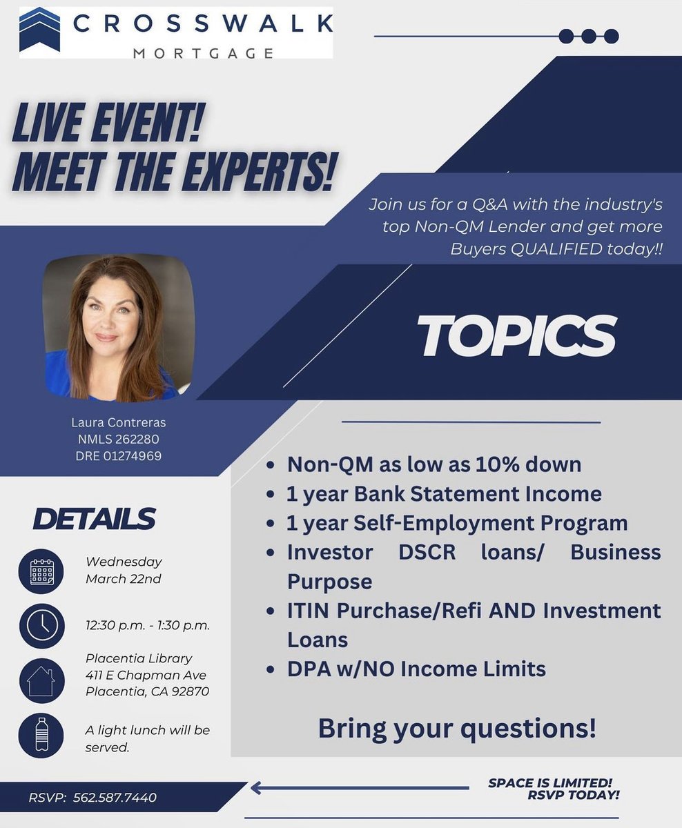 theimpactprop's tweet photo. Stop by tomorrow, March 22 to meet with experts in real estate and mortgage live! Get the chance to ask any questions you want and get in person help. Don’t miss out. Location is located on the flyer. See you there!
.
.
.
#IMPACTProperties #realtor #realestate #socalrealestate https://t.co/02u57xLeKN