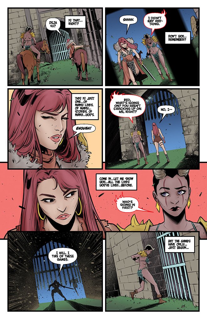 DynamiteComics's tweet photo. Red Sonja / Hell Sonja #4 hits shops this week from Jordan Clark and Miriana Puglia and we have a peek inside.
#redsonja #hellsonja #jordanclark #mirianapuglia
https://t.co/xldL7Kqzvb https://t.co/RrUdngp6eh