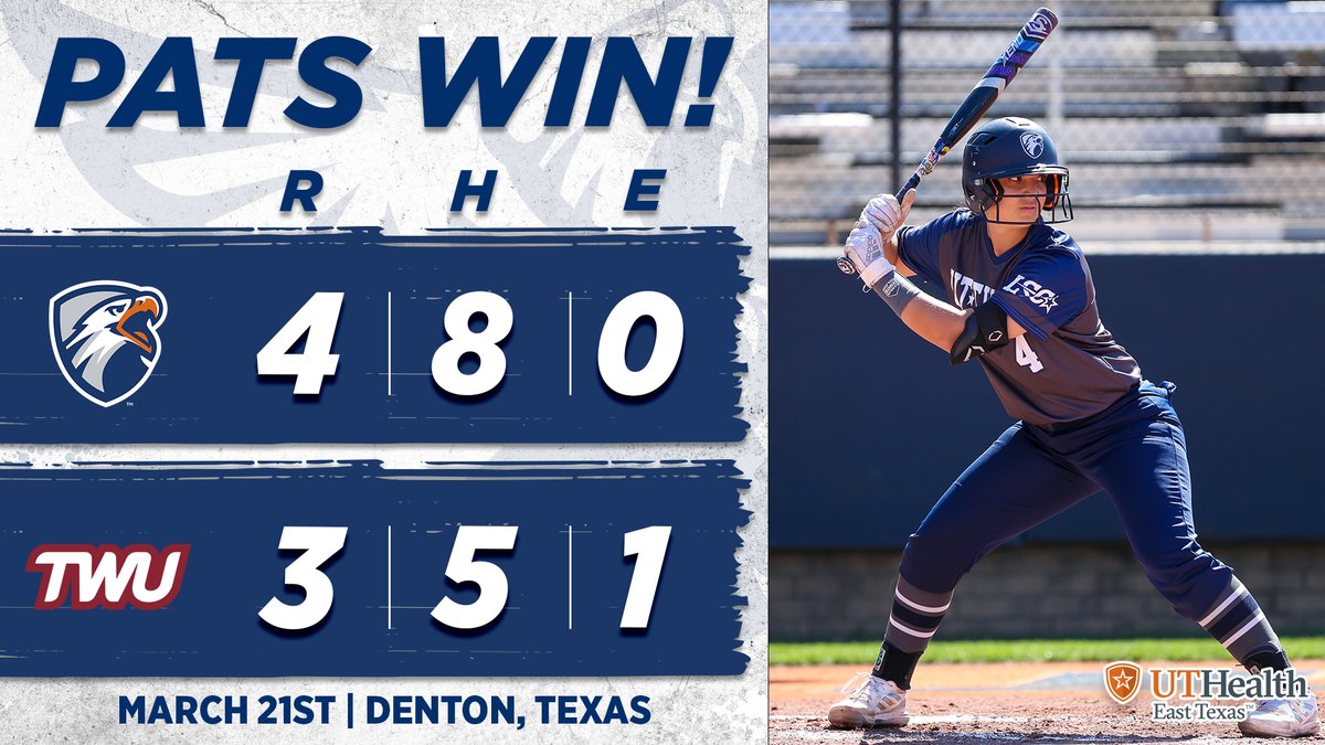 SB | PATS WIN!

#4 <a href="/Patriot_sb/">Patriot Softball</a> battles back from a 3-1 deficit after the first inning and uses an RBI single from Audrey Escamilla in the fifth to claim victory over Texas Woman's in game one!

#SWOOPSWOOP