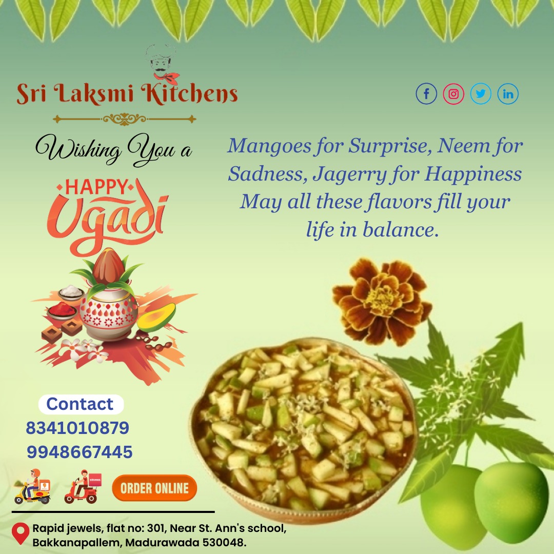 kichen_lakshmi's tweet photo. Wishing HAPPY Ugadi

Wishing You a Mangoes for Surprise, Neem for Sadness, Jagerry for Happiness May all these flavors fill your life in balance.

Contact us: +91 8341010879 9948667445

#happyugadi #SriLakshmikitchen #Fishpulusu #ragisangati #sangati #ragi #chickencarry https://t.co/6C6X5TJbmh