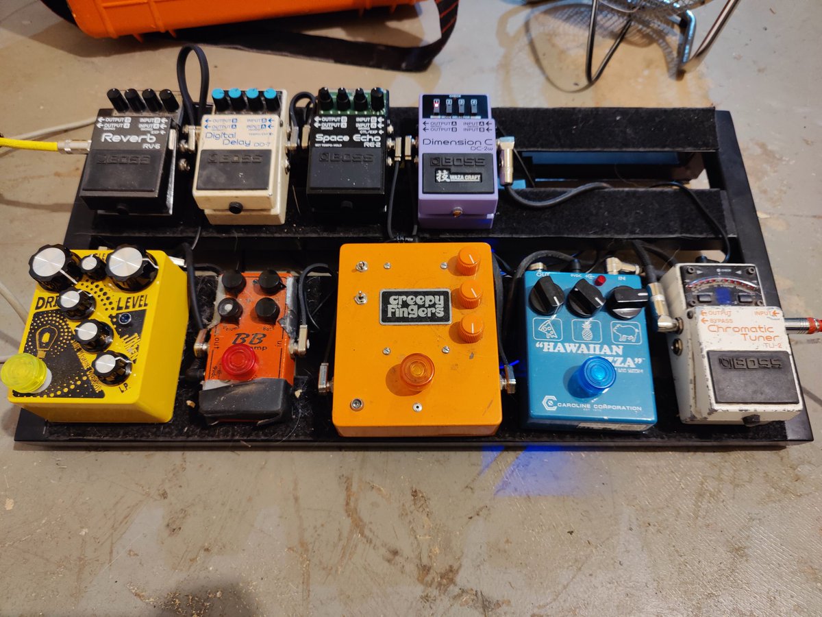 Pedal board revision #7382947 
New on the board: BOSS DC-2W

Subtle and tasty with a kiss of Cure.