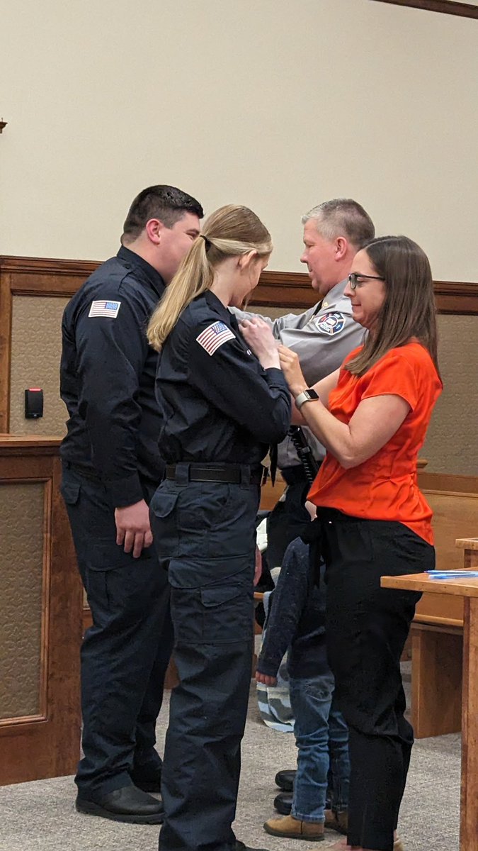 CityofPapillion's tweet photo. Congratulations to our two newest firefighters — Hailey Olson and James Engberg! They were sworn into @PapillionFire by @dpblack during tonight’s Papillion City Council meeting. https://t.co/xoXC2ORsgw