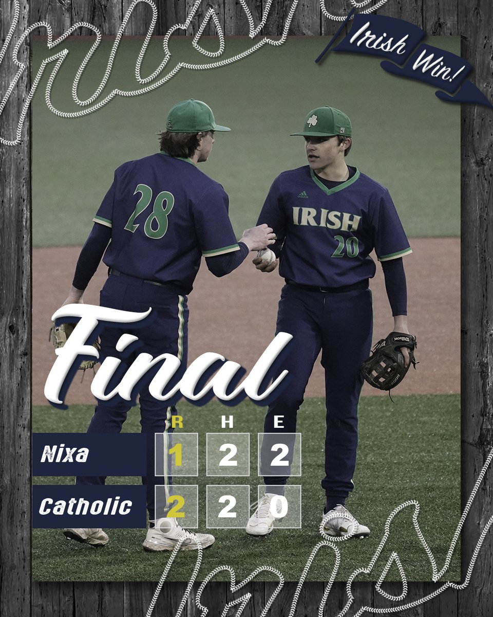 F8: It wasn't pretty, but we got it done against a talented Nixa team. Irish pitchers combine for 12K's on only 2 hits.

#IrishBoys☘️⚾️

J Smith: 3IP, 1H, 0R, 3K’s 
C Schoen (W): 1IP, 0H, 0R
B Smith: 2-4, 2B, 2SB, 2R
Ripper: 1-3, RBI

<a href="/OzarksOzone/">Ozarks Sports Zone</a> <a href="/Irishreports/">Dante Rebori</a>