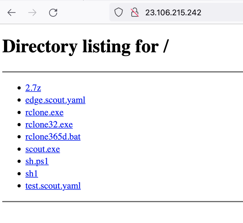sicehice's tweet image. #opendir #rclone #megaupload

23.106.215[.]242

Looks like a threat actor gearing up to exfiltrate data.

When decoded, sh.ps1 and sh1 both contain a PE.