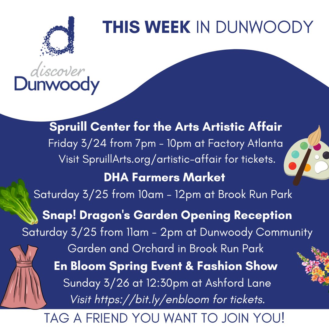 VisitDunwoody's tweet photo. Here in #Dunwoody, the next few days are full of fun! From networking to exploring the great outdoors, to photos with the famous Bunny and more, we hope you'll enjoy a few of these fantastic events!
#DiscoverDunwoody #DunwoodyGA #AtlantaFamily #AtlPerimeter https://t.co/fvlnuSFnZm