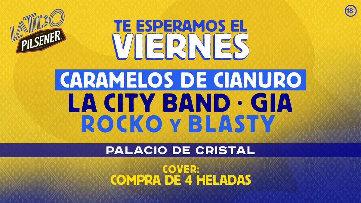 PilsenerEcuador's tweet photo. ¡Este viernes viviremos una fiesta en el Palacio de Cristal! 🔥

La previa del #LatidoPilsener ❤️‍🔥🍻 te trae a @CDCrock  , @rbylacityband , @RoCKoyBlastY y #GiaMusic para bailar y cantar sus mejores temas.

Entradas a la venta en la boletería del evento desde las 17h00. https://t.co/KTzlkaGQxv