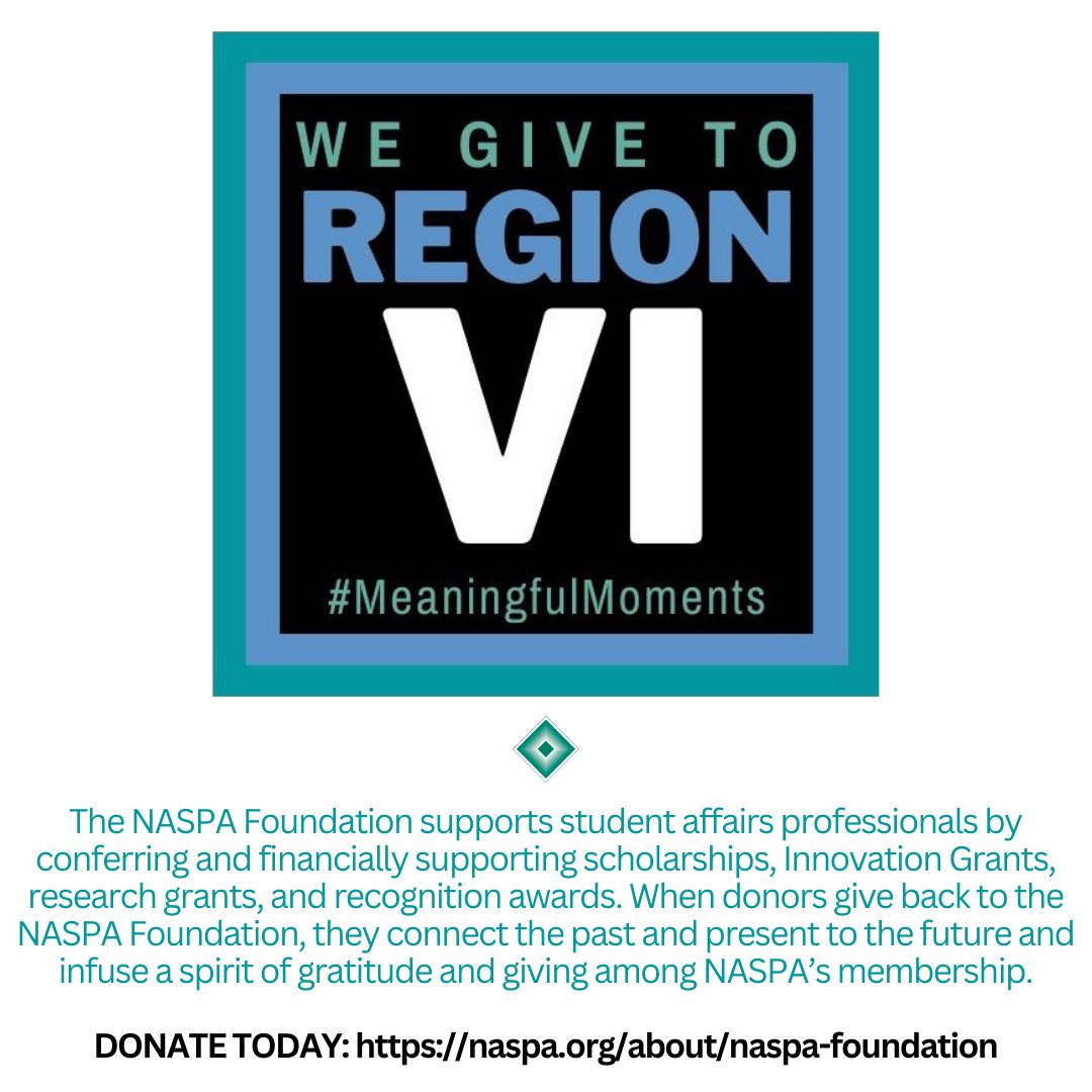 NASPA6's tweet photo. Introducing #MeaningfulMoments - Why we give to Region VI✨
One way is through donating to the NASPA Foundation! Please consider donating today in helping us raise funds for scholarships, grants, research awards, and more! Link to donate in our bio💚 #naspa #naspa6 https://t.co/7WzdN4WRPt