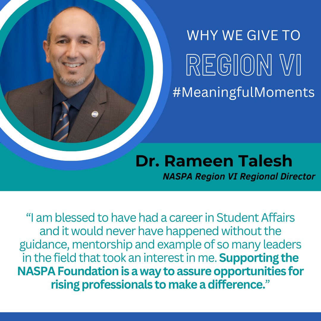 NASPA6's tweet photo. Introducing #MeaningfulMoments - Why we give to Region VI✨
One way is through donating to the NASPA Foundation! Please consider donating today in helping us raise funds for scholarships, grants, research awards, and more! Link to donate in our bio💚 #naspa #naspa6 https://t.co/7WzdN4WRPt