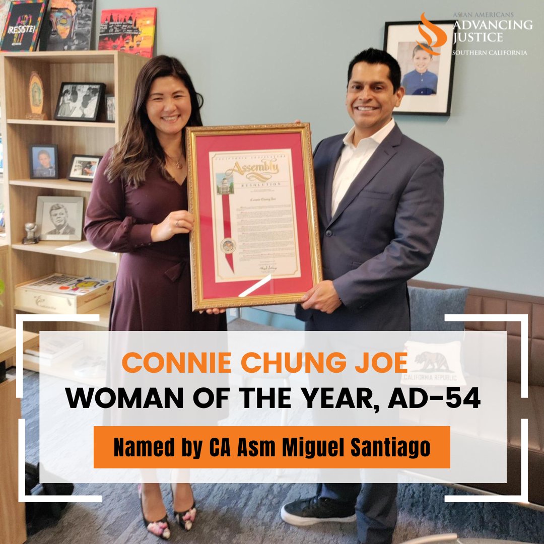 ajsocal_'s tweet photo. Congrats to our CEO for being selected as CA Asm @MSantiagoAD54's #AD54 Woman of the Year Award!
With your leadership and dedication, AJSOCAL combats anti-Asian hate and fights for social justice for marginalized communities.
#ajsocal #femaleleaders #womenoftheyear https://t.co/u4T7UTC9Pg