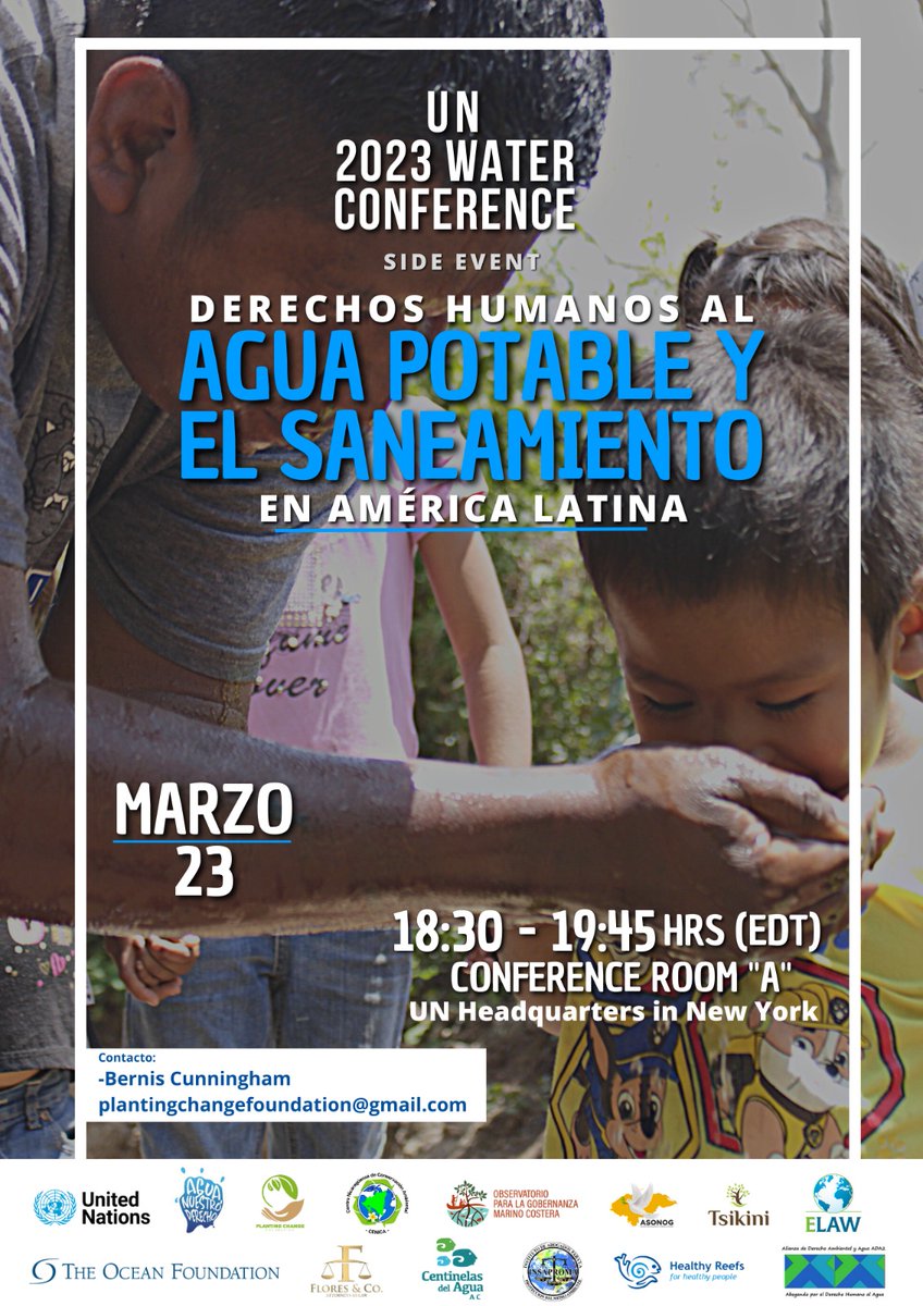 Les invitamos a este side event en la Conferencia de las Naciones Unidas sobre el Derecho al Agua. Dialogaremos sobre los derechos humanos al #agua y al saneamiento en #AmericaLatina
 
🗓️ 23 de marzo. 18:30 a 19:45 EDT

#AguaNuestroDerecho #UNWaterConference #ODS6 #DerechoalAgua