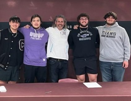 Signing Day <a href="/WestoshaCHS/">Westosha Central High School</a>.  Love to see Falcon OLine guys moving on to the next level.  Very lucky to have coached them all.  Good luck men!
@51Avilez <a href="/AiGomez2023/">Aidan Gomez</a> <a href="/aidan_runyan/">Aidan Runyan</a>
<a href="/mmcneill50/">Mason McNeill</a> <a href="/WestoshaFBall/">Falcon Football</a>

#leadfromthefront #legacy
