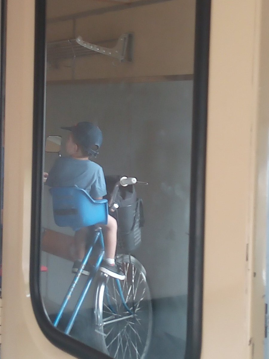 SasIntegrate's tweet photo. @joserarteaga @TrenesArg @trenesarginf @MartinMarinucci @MindeTransporte @DiegoGiuliano @unlp @tauberfernando @SergioMassa @MaJimenaLopezOk @InfoCNRT #Ciclista con niños y la unidad ofrece perchas para colgar bicicletas. 
Cómodo y seguro. 
Estaciones sin rampa de acceso, https://t.co/VTVG5jnTrH