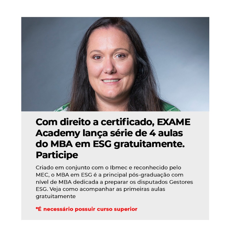 exame's tweet photo. Com direito a certificado, a EXAME vai lançar série de 4 aulas do MBA em ESG gratuitamente. 

Nessas aulas, você entenderá sobre o tão falado ESG e conhecerá a carreira que une propósito a altas remunerações. 

Para assistir, é só clicar no link e se inscrever.