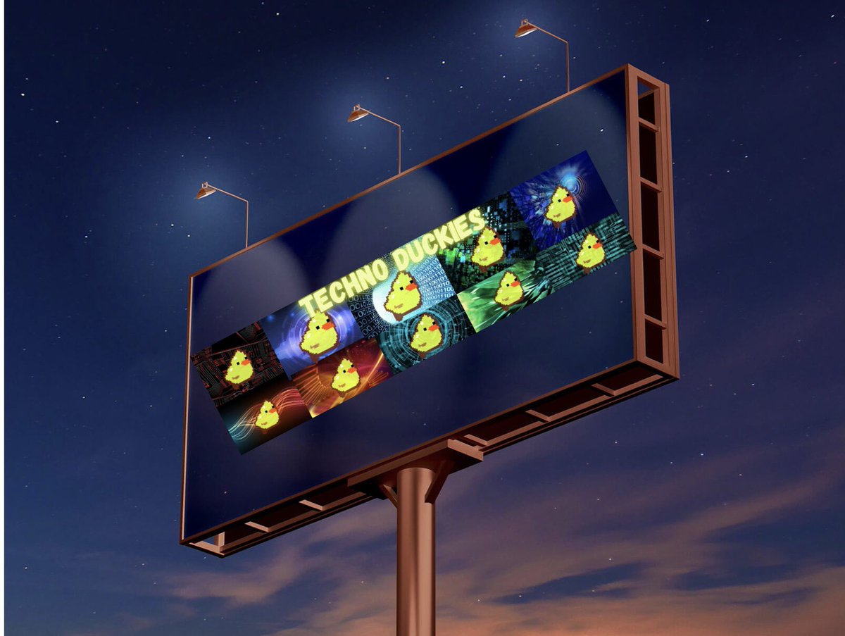 CryptoQuackies's tweet photo. What an amazing billboard :) #TechnoDuckiesontop #Metaverse #OpenSeaNFI #NFTsales #NFT #projectnft #ducknfts #nftbuyers https://t.co/jKFPeS9WRL