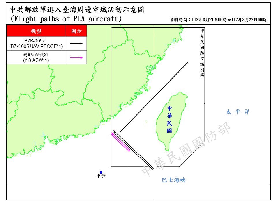 MoNDefense's tweet photo. 9 PLA aircraft and 4 PLAN vessels around Taiwan were detected by 6 a.m.(UTC+8) today. R.O.C. Armed Forces have monitored the situation and tasked CAP aircraft, Navy vessels, and land-based missile systems to respond these activities. https://t.co/zT0JTCsrvl