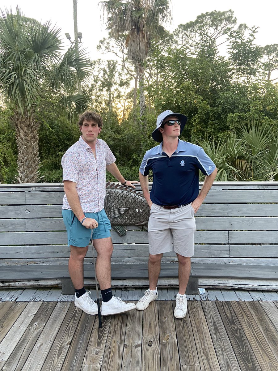 J_Pierce6's tweet photo. Day 2, doubleheader and mini golf. Congrats to the Inaugural Thayer Academy Spring Training Mini Golf Invitational winners, Charlie Denomme, Andrew Guilfoyle, and Axel Foss. Also, congrats to Guilfoyle and Ryan Hawley for winning “best dressed” https://t.co/Q7FQLINfk5
