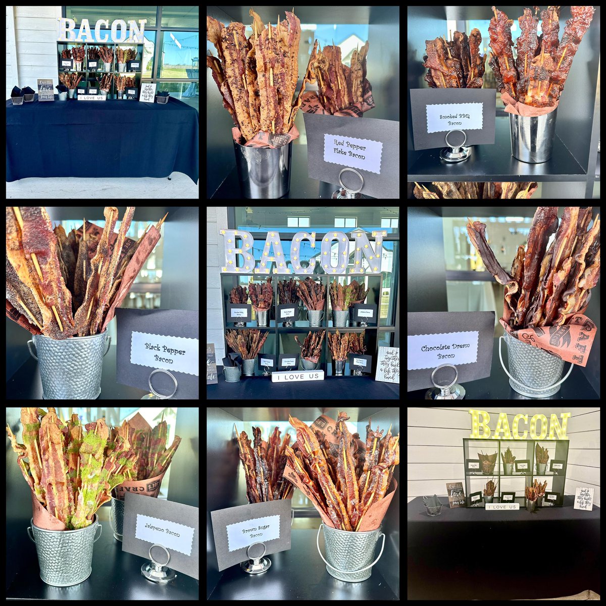 turnersghs's tweet photo. Bacon Bar by @twoskillets (and myself!) for @TevenJenkins & @sydneybrooke_15 ‘s Wedding at The Gardenia last Weekend!! The Display was GREAT and the Bacon was Even Better!! #baconbar #baconbaconbacon #bringonthemeats https://t.co/mrxZZyBxXh