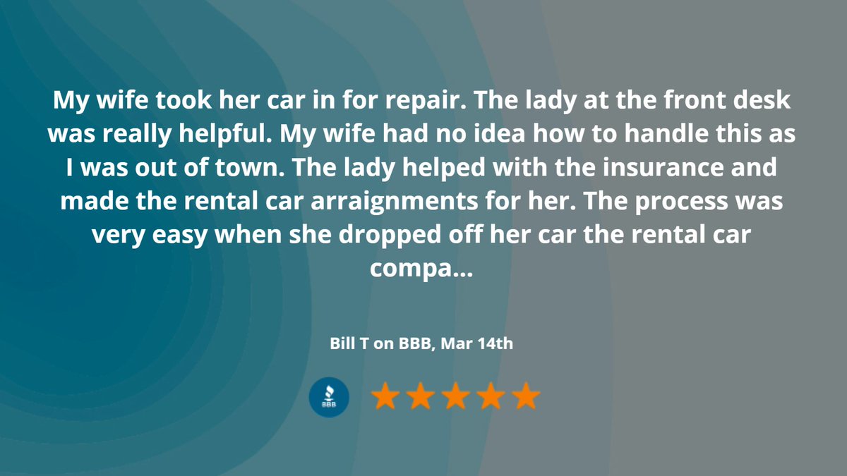 RepairMyVehicle's tweet photo. Thank you, Bill T for leaving us a review.
Read full review: https://t.co/Hm9vOxPMDM https://t.co/UUf2wMTnWV