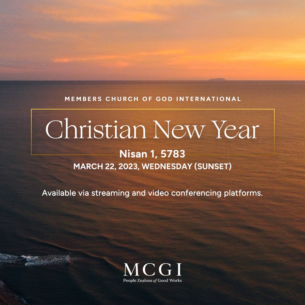Let us welcome the Hebrew Year 5783 together!

Celebrate the Christian New Year with us later today. Congregational singing will start at 5 p.m. PHT, God willing.