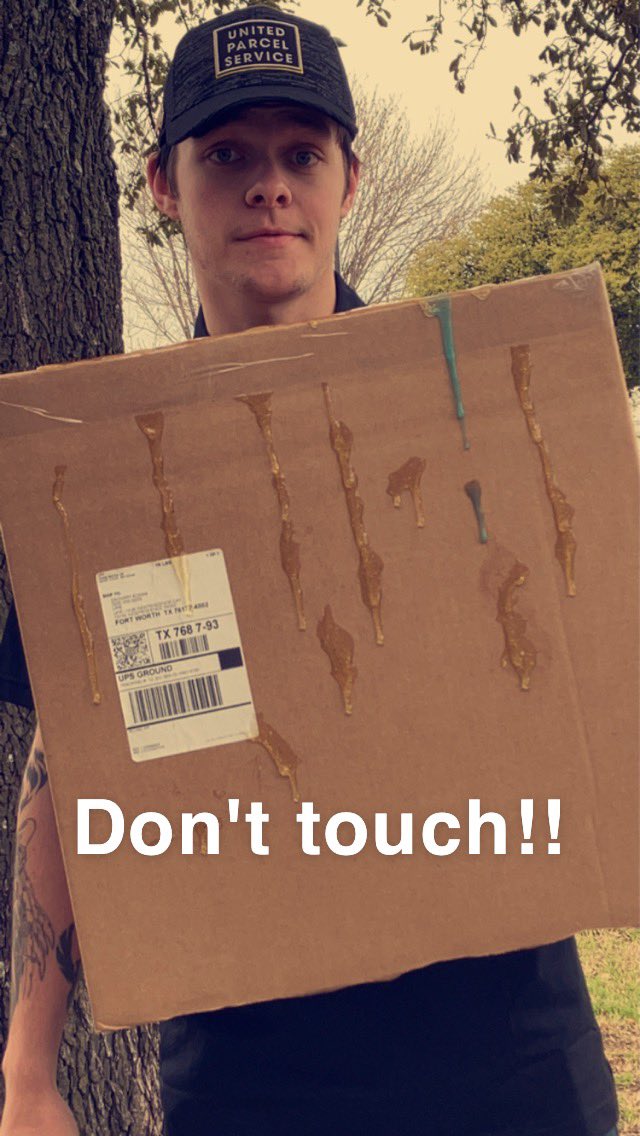 CindyCronemeyer's tweet photo. What do you do with a leaking package? 🤷‍♀️ Don't touch, leave the area, and notify your supervisor!! @Indyday_lions @bigtymer504 @UPS @CarolBTome @RobinKWill https://t.co/oOTCBIVBUm