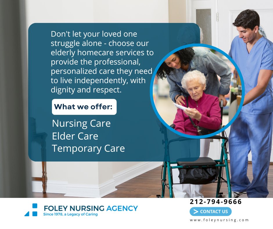 Foley Nursing Agency provides highly qualified nurses, LPNs, and home health aides for daily activities, appointments, post-surgery care, and more since 1978. Contact us for a free assessment via website, phone, or email.