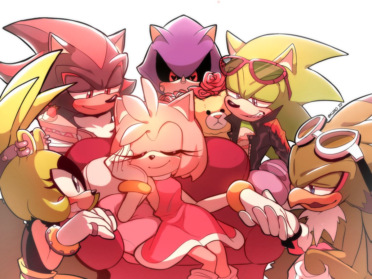 sonic the hedgehog, amy rose, tails, knuckles the echidna, super sonic, and  3 more (sonic) drawn by bluearcher69