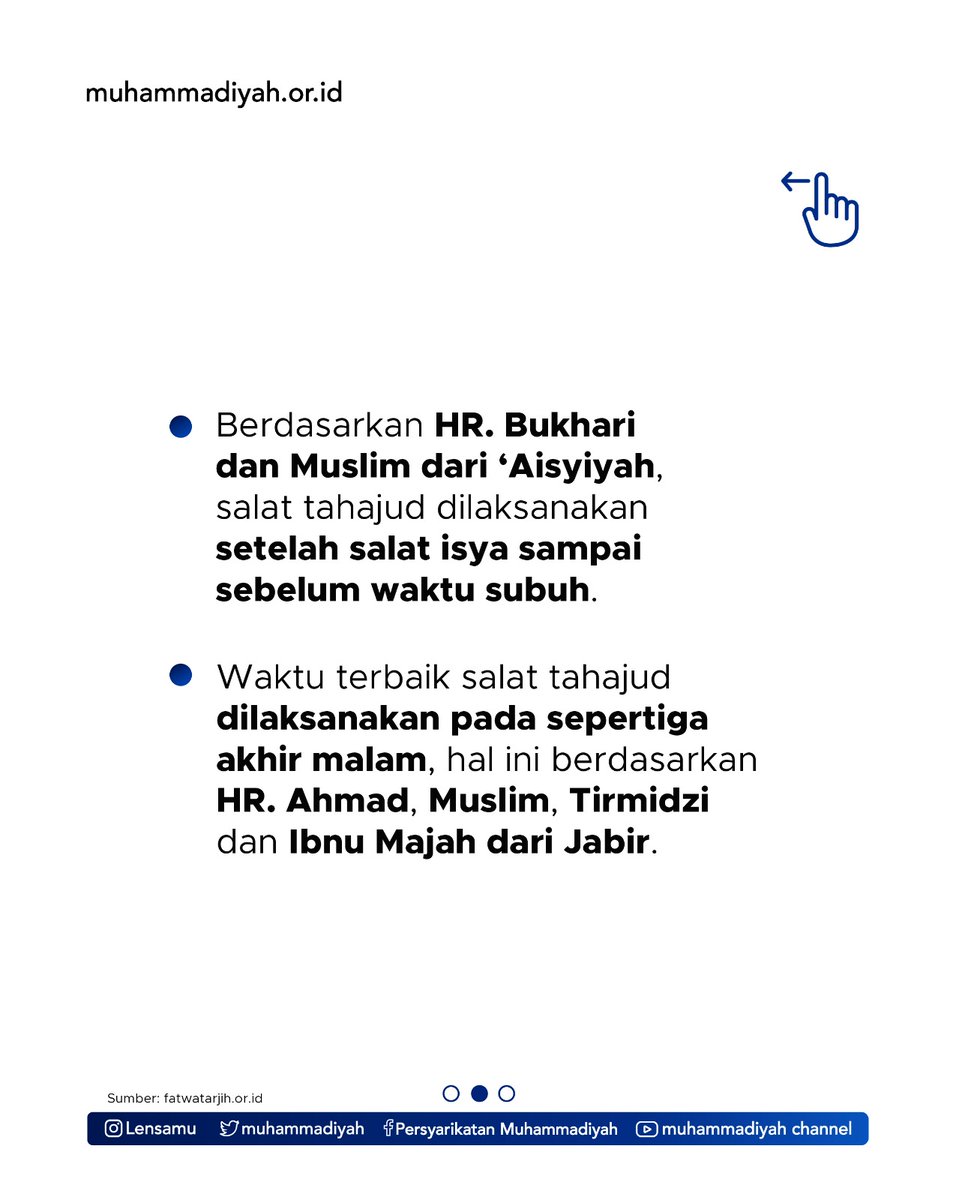 muhammadiyah's tweet photo. Pada dasarnya salat tahajud, salat witir, qiyamu Ramadan, dan qiyamu lail adalah sama, yaitu sebelas rakaat (Berdasarkan HR. al-Bukhari dari ‘Aisyah).

#Muhammadiyah #Islam #salattahajud https://t.co/YJE6umvSXU