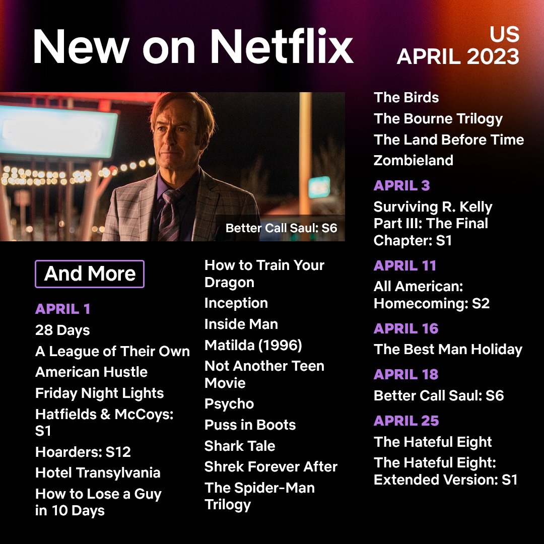 netflix's tweet photo. From Firefly Lane's final episodes to the continuing saga of The Last Kingdom, here's a sneak peek at a few of the titles coming to Netflix in April! https://t.co/zIjfQEZgPo