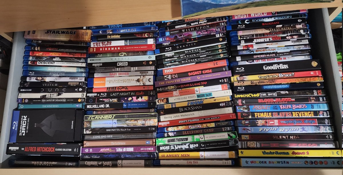 CrampTV's tweet photo. Out of room in my bluray/DVD drawer oh boy https://t.co/w91ZSWBUoB