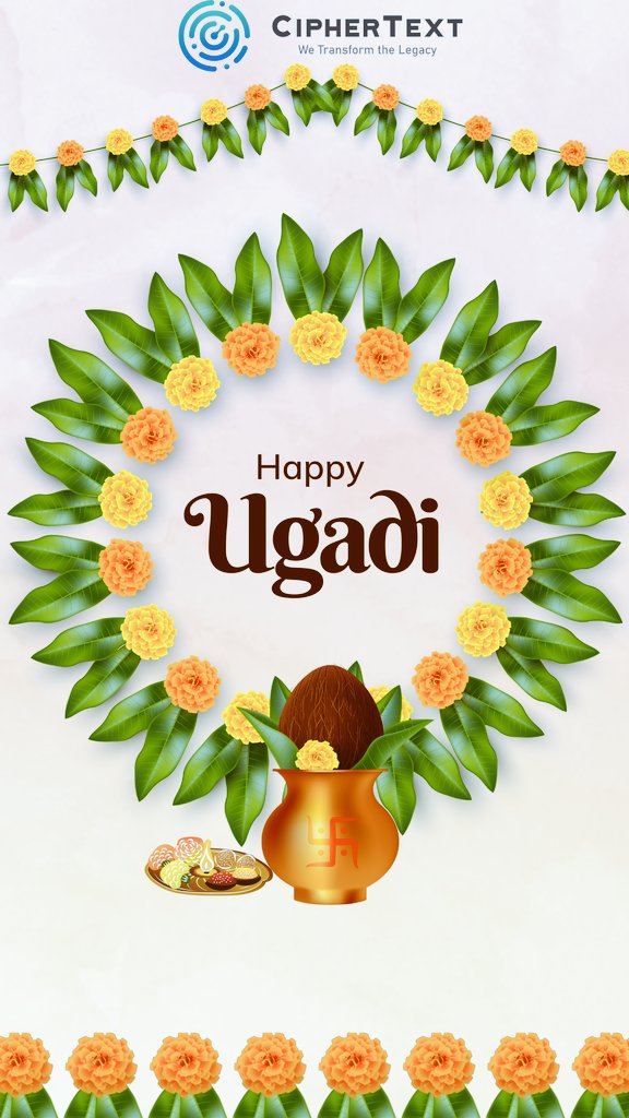 ciphertext_In's tweet photo. Wishing you a joyous and colourful Ugadi celebration with your loved ones. Happy Ugadi.
#Ugadi #GudiPadwa #ciphertext #CipherText_in #webdevelopment #websitesecurity #cybersecuritytips #seo #smo #WebsiteTraffic #LogoDesign #ecommerce #webscrutiny https://t.co/qBM5tffckb
